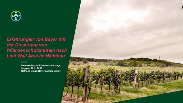 Erfahrungen von Bayer mit der Dosierung von Pflanzenschutzmitteln nach Leaf Wall Area im Weinbau