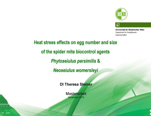 Heat stress effects on egg number and size of the spider mite biocontrol agents Phytoseiulus persimilis & Neoseiulus womersleyi