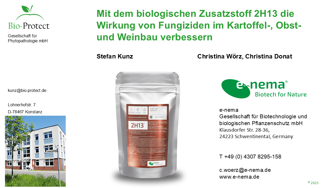 Mehr über den Artikel erfahren Mit dem biologischen Zusatzstoff 2H13 die Wirkung von Fungiziden im Kartoffel-, Obst und Weinbau verbessern